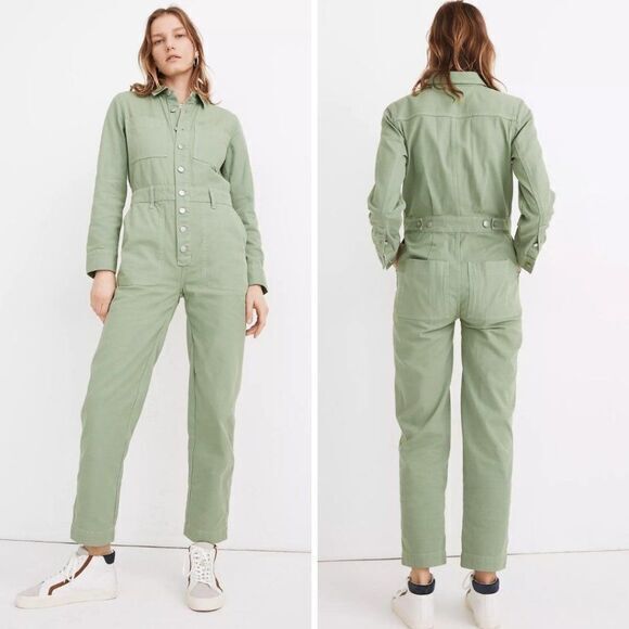NEW Madewell Garment-Dyed Relaxed Coverall Jumpsuit, XXS,green‎ - Picture 1 of 15